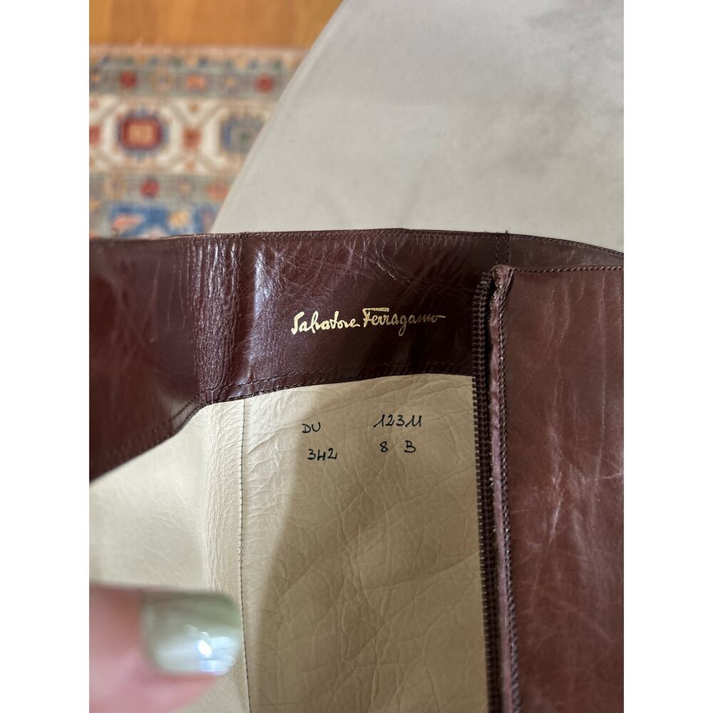 Salvatore Ferragamo Brown vintage knee Riding Style Boot 38 - Picture 11 of 16